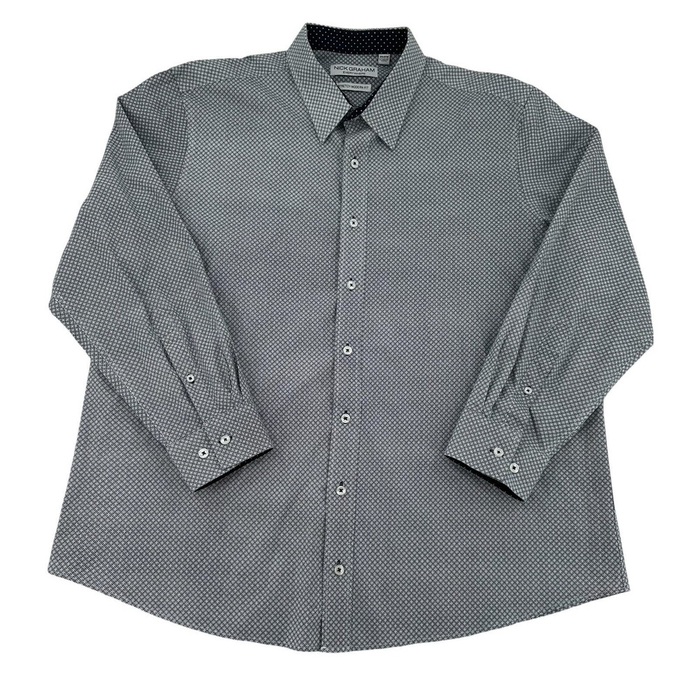 Nick Graham Everywhere Mens 2XL Stretch Modern Fit Geometric Button Down Shirt